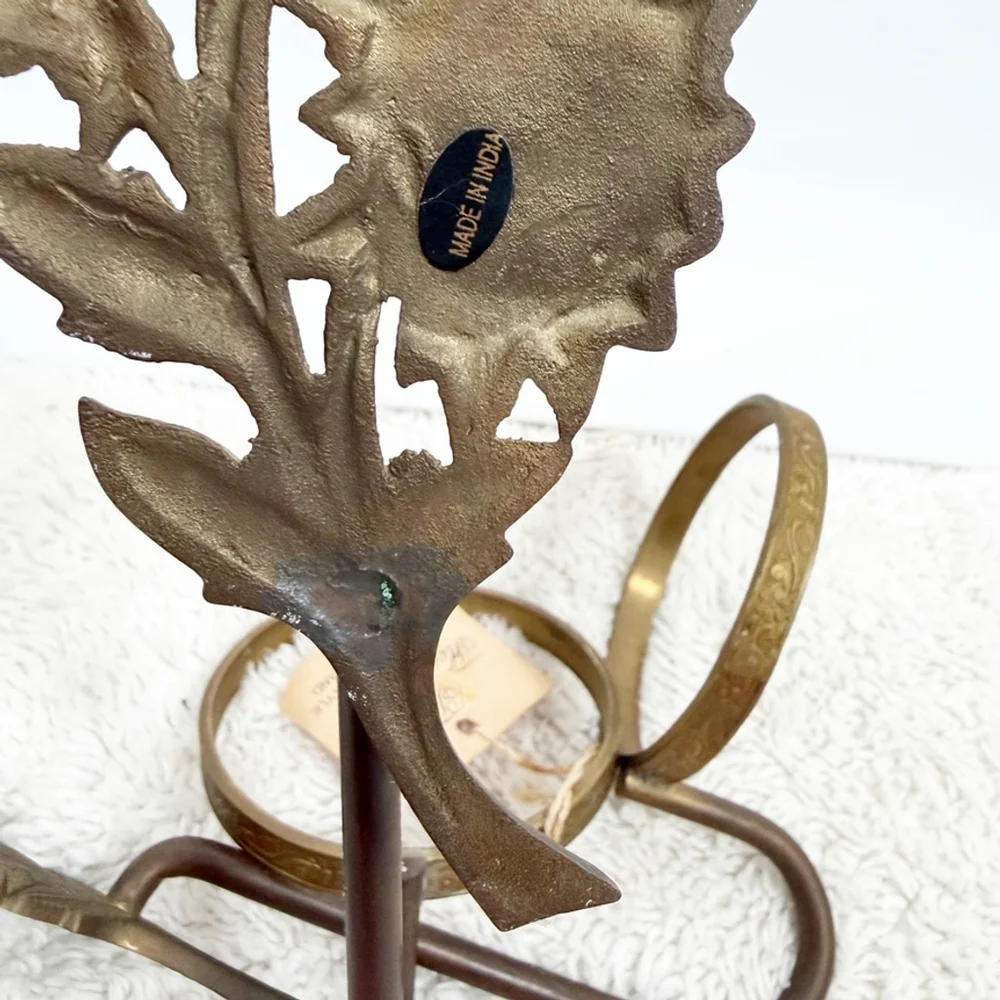 Vintage Set of Brass Sconces Art Nouveau Floral Candle Vase Votive Holders 9.75